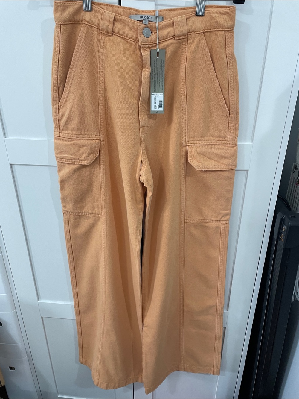 NWT Hudson Jeans High Rise Wide Leg Cargo Pants Womens 28 Clay Orange